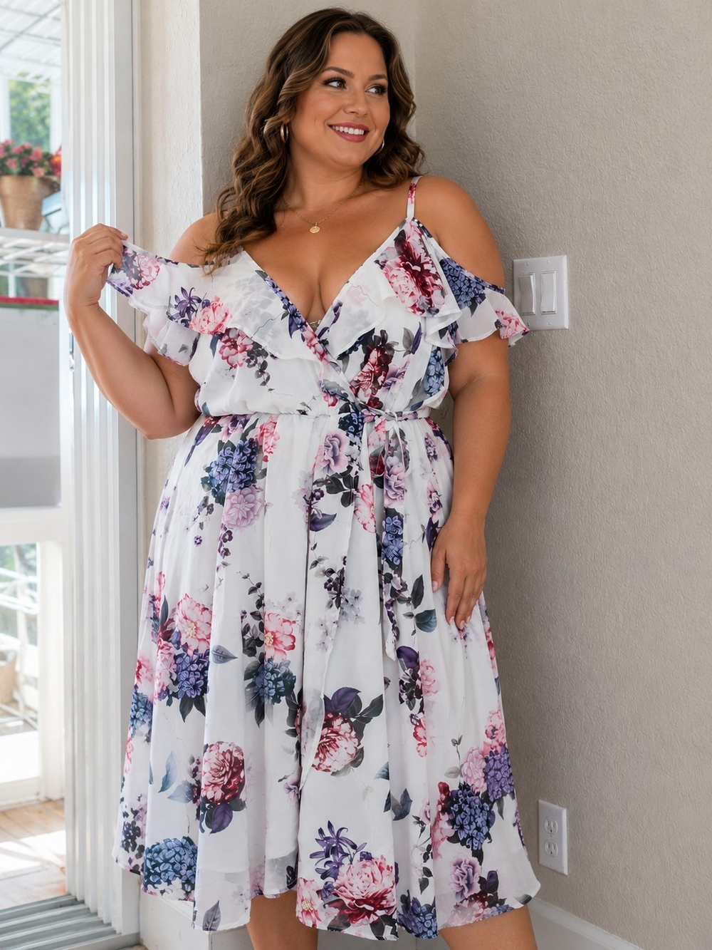 Torrid Floral Off-the-Shoulder Chiffon Dress – Size 1 (14/16)